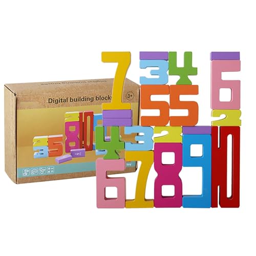 Digitale Bausteine, Holzzahlen, Montessori Holz Zahl, Wooden Stacking Building Blocks for Kids, 1-10 Number Game Balance Competition Toy, Number Blocks Zahlen zum Stapeln und Rechnen (B) von Generisch