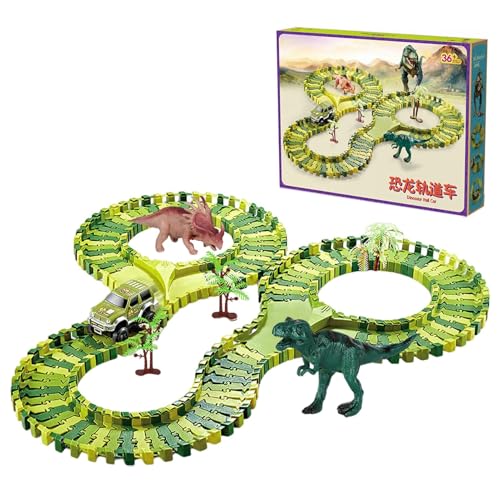 Dinosaur Race Track Set, Flexible Track Playset, Bildungsstrecken Rennstrecken, Baukit lernt Feinmotorikentwicklung für Mädchen im Alter von 3+ von Generisch