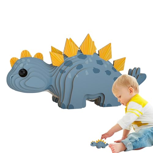 Dinosaurier 3D-Puzzle,3D-Dinosaurier-Puzzle - Puzzle Stegosaurus Raptor Papierspielzeug-Puzzles,Raptor Stegosaurus Tierpuzzle, pädagogische Lernaktivität für Kinder ab 6 Jahren von Generisch