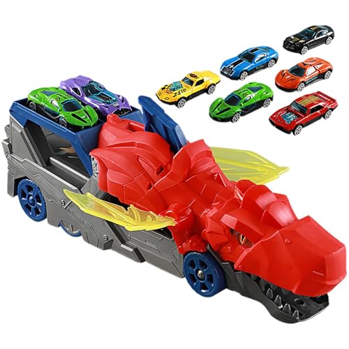 Dinosaurier-Autospielzeug, Dinosaurier-Transportauto | Trägheits-Schiebe-Dino-Auto-LKW-Schienenspielzeug,Lustiges Dino-Truck-Spielzeug mit 6 Rennfahrzeugen für , Mädchen, Kleinkinder und Kinder ab 3 J von Generisch