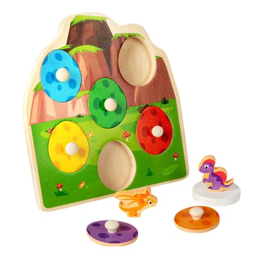 Dinosaurier-Ei-Holzpuzzle,Dinosaurier-Match-Eier-Steckpuzzle - Lernspielzeug in Dinosaurierform aus Holz - Mehrschichtiges Sortier- und Stapel-Dinosaurierspielzeug, Farbsortier-Formpuzzles für Feierta von Generisch