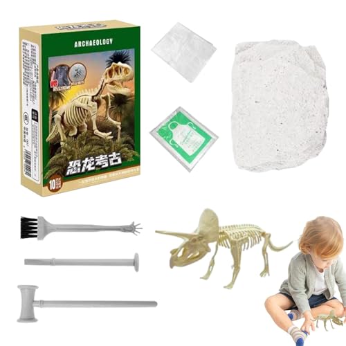 Dinosaurier-Skelett-Ausgrabungsset, Dino-Ausgrabungsset | Dino-Skelett-Fossil-Modellbausatz | 3D-Dino-Skelett-Puzzle, baubares Dino-Fossil-Spielzeug für Familie, Kinder, Kleinkinder, Mädchen von Generisch