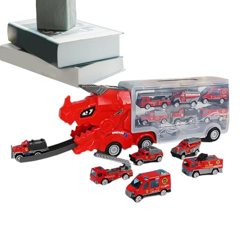 Dinosaurier-Spielzeuge für Jungen, Dinosaurier-Spielzeug, Dinosaurier-Spielzeug, 6 Dinosaurierautos, Transporter-LKW | Mega-Transporter-Spielzeug, Fahrzeug-Set von Generisch