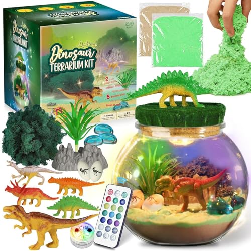 Dinosaurier-Terrarium-Set, DI-Y-Dinosaurier-Nachtlicht, Kinder-Dinosaurier-Kunst- Und Bastelset, Dinosaurier-Spielzeug Für jungens 4–12, LED-Licht-Dinosaurier-Set, Leuchtendes Dinosaurier-Terrarium von Generisch