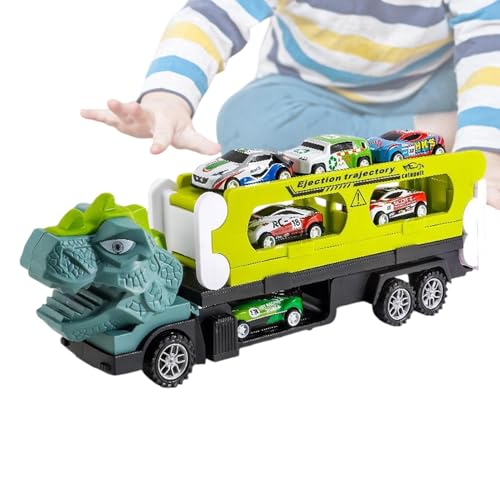 Dinosaurier-Transport-LKW, Dinosaurier-LKW-Spielzeug, Neuartige Tierfahrzeuge-Spielzeuge, -Spielzeug-Autobahn-Set, Dinosaurier-Transporter-Autorennbahn mit 6 Autospielzeugen für Kinder ab 3 J von Generisch