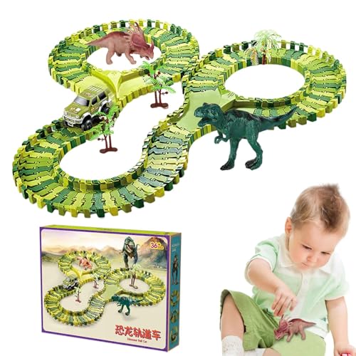 Dinosaurierstracks, Flexible Dinosaurier -Streckenspielzeugset | Pädagogische Flexible Dinosaurierspielzeug Tracks - BAU von Baukit Lernerfahrung für Familienfreunde Kinder von Generisch