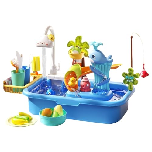 Dishwasher Pretend Toy, 4-in-1 Magnetic Water Playset, Role-Playing Kitchen Toy for Kids, Child-Friendly Interactive Learning Activity Center Fun Gift for Toddler Girls von Generisch