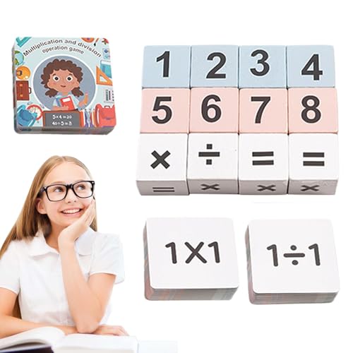 Divisionsblöcke für Kinder,Multiplikationsdivisionsblöcke | 2-Spieler Battle Math Flash Cards Tischspiel,Holz-Arithmetik-Zahlenmarkierungs-Blöcke-Spiel für die frühe Kindheit von Generisch