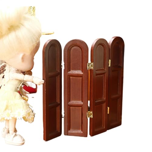 Doll House Screen Door, Miniature Wood Foldable Room Divider, 1:12 Miniature Screen Ornamental Screen Decor Doll House Screen for Children Toy Decor Miniature House, 4.92x0.2x4.76 in von Generisch