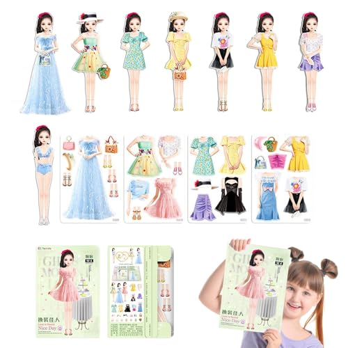 Dolls - Dress -up -Spielset, Prinzessinnen Wiederverwendbare Papierpuppen | Papierpuppe Magnet Play Sticker Book, geeignet für Weihnachten Geburtstag Geschenke Mädchen School Besondere An von Generisch