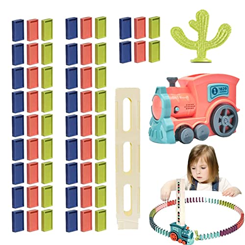 Domino Train Set for Kids - Domino Automatic Domino Electric Train | Spielset Domino Train mit 60 PC Domino Blocks | Electric Lokomotive Dominos Train mit Sound, Weihnachtsgeschenke für von Generisch