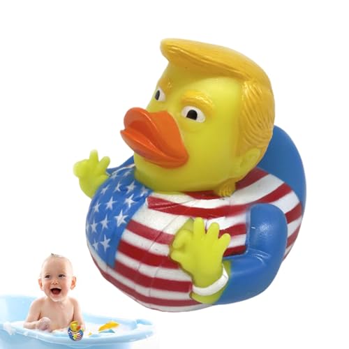 Donal-d Trum-p Gummiente – Neuheit Trumps Gummiente, Kreative PVC-Anzug-Ente, Kreative Wasserspiel-Puppe Mit Quetschgeräusch, Gelbes Haar, Blaues Anzug-Krawatten-Puppenspielzeug von Generisch