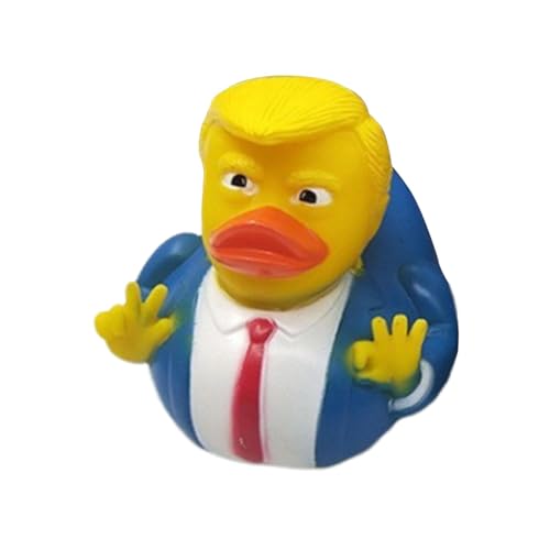 Donal-d Trum-p Gummiente – Neuheit Trumps Gummiente, Kreative PVC-Anzug-Ente, Kreative Wasserspiel-Puppe Mit Quetschgeräusch, Gelbes Haar, Blaues Anzug-Krawatten-Puppenspielzeug von Generisch