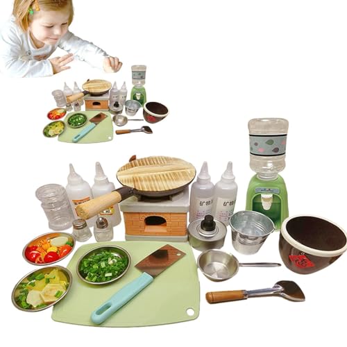 Echte Küchenutensilien für Kinder, Kochspielzeug-Set,Lernspielzeug,Küchenutensilien für echte Küche | Herd, echte Werkzeuge zum Kochen von Lebensmitteln mit Gewürzflaschen für b von Generisch