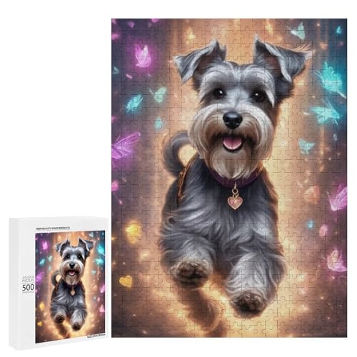 Ein süßer Hund umgeben von bunten Schmetterlingen, 500 Teile Tier, klassisches Holzpuzzle für Erwachsene Ein süßer Hund umgeben von bunten Schmetterlingen, 500 Teile Tier, klassisches Holzpuzzle für Erwachsene von Generisch