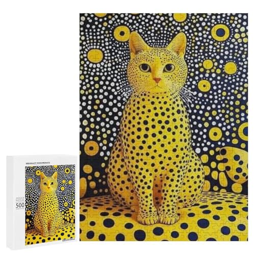 Eine gepunktete Katze, die auf einem gepunkteten Stuhl sitzt, 500 Teile Tier, klassisches Holzpuzzle für Erwachsene Eine gepunktete Katze, die auf einem gepunkteten Stuhl sitzt, 500 Teile Tier, klassisches Holzpuzzle für Erwachsene von Generisch
