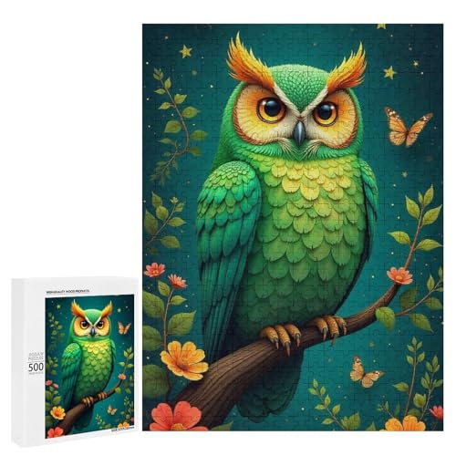 Eine süße Eule sitzt auf einem Ast umgeben von Blumen 500 Teile Tier Klassisches Holzpuzzle für Erwachsene Eine süße Eule sitzt auf einem Ast umgeben von Blumen 500 Teile Tier Klassisches Holzpuzzle für Erwachsene von Generisch