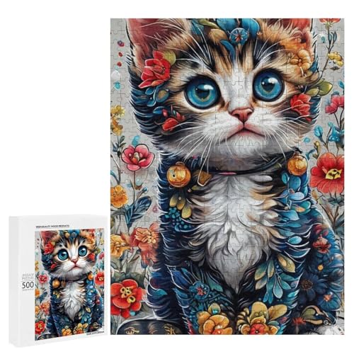 Eine süße Katze umgeben von bunten Blumen. 4 500 Teile Tierpuzzle aus Holz, klassisches Holzpuzzle für Erwachsene Eine süße Katze umgeben von bunten Blumen. 4 500 Teile Tierpuzzle aus Holz, klassisches Holzpuzzle für Erwachsene von Generisch