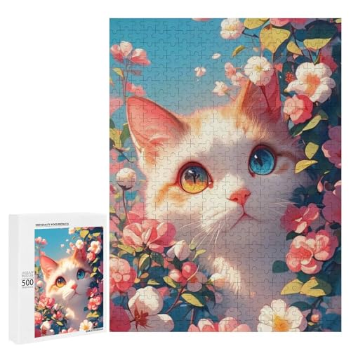Eine süße Katze umgeben von schönen Blumen 500 Teile Tier Klassisches Holzpuzzle für Erwachsene Eine süße Katze umgeben von schönen Blumen 500 Teile Tier Klassisches Holzpuzzle für Erwachsene von Generisch
