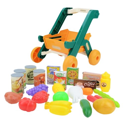 Einkaufswagen für Kinder, Einkaufswagen Spielen | Trolley-Spielset | Lebensmittelgeschäft, so tun, als ob Sie Lebensmittel-Spielzeug mit Play-Food-Shop-Zubehör für Kleinkinder im Alter von 2–5 Jahren von Generisch