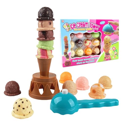 Eiscreme-Spielzeug-Stapelturm,Eiscreme-Stapelspielzeug für Kleinkinder | Stapelbare Kugel-Eiscreme,Eiscreme-Vorschul-Lernaktivitäten-Set, Feinmotorik-Spielzeug für Kinder im Alter von 3–5 Jahren von Generisch