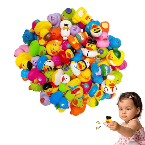 Enten-Badespielzeug,Mini-Gummienten - 50 Stück Badewannen-Enten | Mini-Gummi-Entenspielzeug mit Netz-Tragetasche für Kinder, Babys, Bade- und Duschspielzeug, Karnevalsurlaub von Generisch