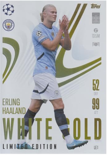 Erling Haaland t 13.5M Stürmer Man City White Gold Limited Edition Fußball Sammelkarte LE 1 von Generisch