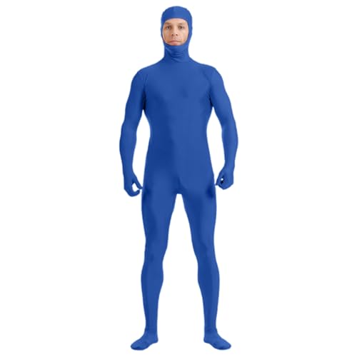 Erwachsene Zentai Cosplay Bodysuit Ganzkörperanzug Unisex Tight Bodysuit Kostüm glänzend metallisch Rollkragen Lange Ärmel Catsuit Tanzkleidung für Party Karneval Halloween Weihnachten (Blue, M) von Generisch