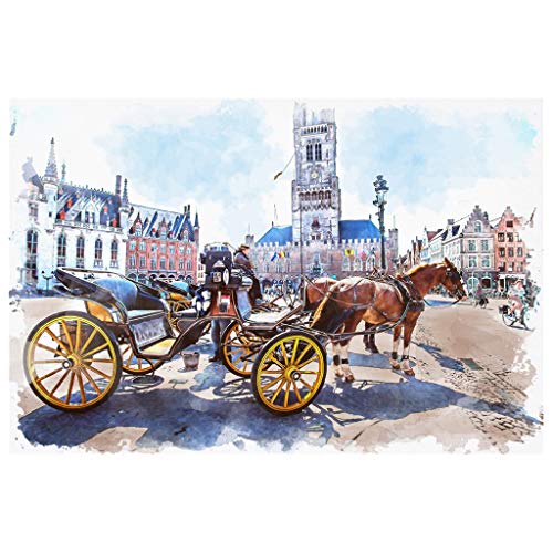 Europäisches Stadtbild Puzzle, 500 Teile, 46 x 28 cm, Historische Pferdekutsche von Generisch