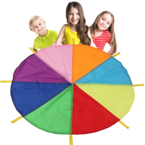 Fallschirm-Spiele Mit Griffen - Fallschirm-Spiele Rainbow | Parachue Tend Tend Spiel für Kinder | Fallschirm für Kinder mit Griffen | Rainbow Parachute Toy | Playy Outdoor Rainbow Mat von Generisch