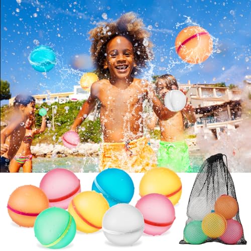 Familienaktivitäten & Wasserschlachten: Magnet selbstschließend, wiederverwendbare Wasserbomben 16 Stück, schnell wiederbefüllbare Silikon Wasserbomben inkl. 1 Mesh Bag Familienaktivitäten & Wasserschlachten: Magnet selbstschließend, wiederverwendbare Wasserbomben 16 Stück, schnell wiederbefüllbare Silikon Wasserbomben inkl. 1 Mesh Bag von Generisch