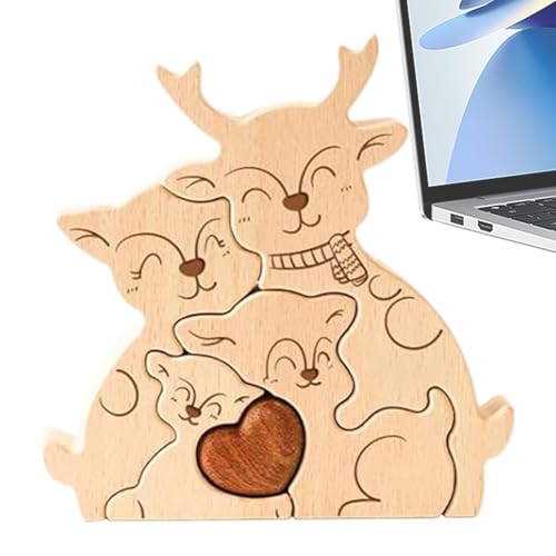 Familienpuzzle aus Holz,Holzpuzzle - Pädagogische Elchform-Puzzles | Kunstpuzzle, lustiges Holzpuzzle für Familie, Freunde, Kollegen, Weihnachten von Generisch