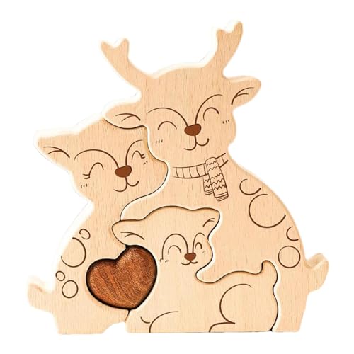 Familienpuzzle aus Holz,Holzpuzzle - Sicheres Puzzle-pädagogisches Design,Lustiges Kunstpuzzle aus Holz für Thanksgiving, Weihnachten, Neujahr, Valentinstag von Generisch