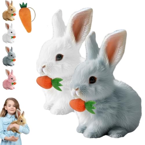 Fanyil Bunny Pal, Bunny Mein Realistisches Kaninchen, Fancy Sherum Bunny Pal, Bouncing Rabbit, Interactive Rabbit Robot as Toy (White+Gray) von Generisch