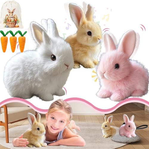 Fanyl Bunny Pal - My Realistic Bunny Toy, Interaktiver Spielzeug Hase Mit Geräuschen, Bewegungen, Wackeln, Hüpfendes Fanyil Bunny pal, Hasen Roboter Als Spielzeug for Children (3 Stücke * mischen) von Generisch