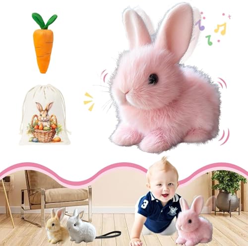 Fanyl Bunny Pal - My Realistic Bunny Toy, Interaktiver Spielzeug Hase Mit Geräuschen, Bewegungen, Wackeln, Hüpfendes Fanyil Bunny pal, Hasen Roboter Als Spielzeug for Children (Rosa) von Generisch