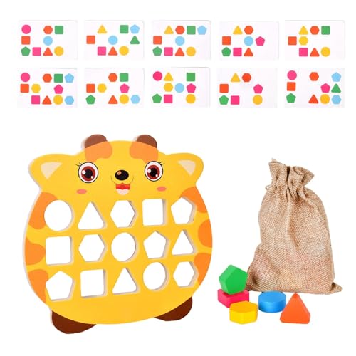 Farb- und Form-Matching-Puzzle,Form-Matching-Puzzle - Farbsensortafel aus Holz - Vorschul-Denkaufgabe für Kinder ab 3 Jahren, Puzzlespiel mit Karten von Generisch