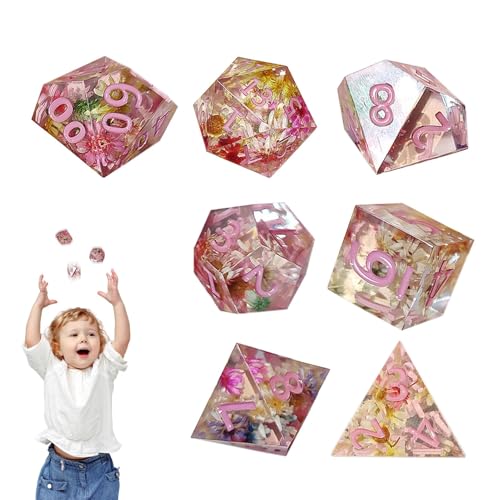 Farbige Würfel 7 Stück, Spielwürfel 7er-Set | Hübsches Würfelset Bunte nummerierte Würfel,Polyedrische Würfel, praktische Standard-Spielwürfel für Zuhause, Schule, Reisen von Generisch