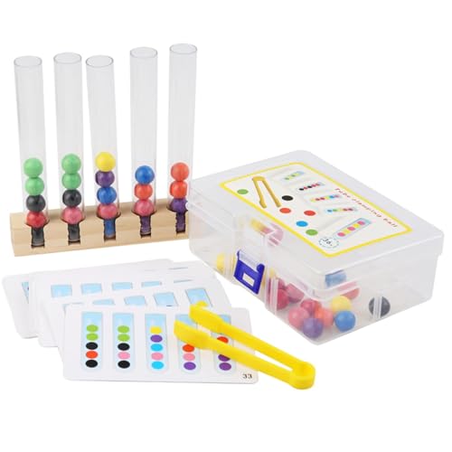 Farblich passendes Clip-Reagenzglas-Set, Holz-Kinder-Farbsortierspielzeug, frühes Lernspielzeug für Kinder, Clip-Perlen, Reagenzglas-Spielzeug für frühes Lernen und Entwicklung von Generisch