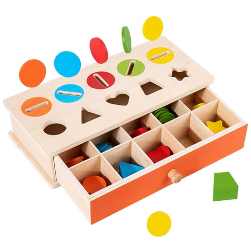 Farbsortierspielzeug aus Holz – Farbsortierspielzeug aus Holz für Kleinkinder, frühes Lernspielzeug für Kinder | Farberkennungsspielzeug, entwickelt Feinmotorik, interaktives Lernspielzeug für Vorschu von Generisch