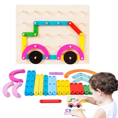 Farbstift -Matching -Spiel, hölzerne Pegboard -Form -Rätsel,Stapelformen Pegboard Toys - Kreative frühe Bildungsform-Farbsortierspiel für praktische Fähigkeiten von Generisch