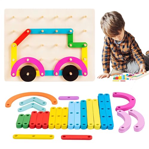 Farbstift -Matching -Spiel, hölzerne Pegboard -Form -Rätsel - Konstruktionspassende Pegboard -Set - Kreative Blöcke für kleine Flexible Säulensortierspiel für die Sortierung von Kolumnen von Generisch