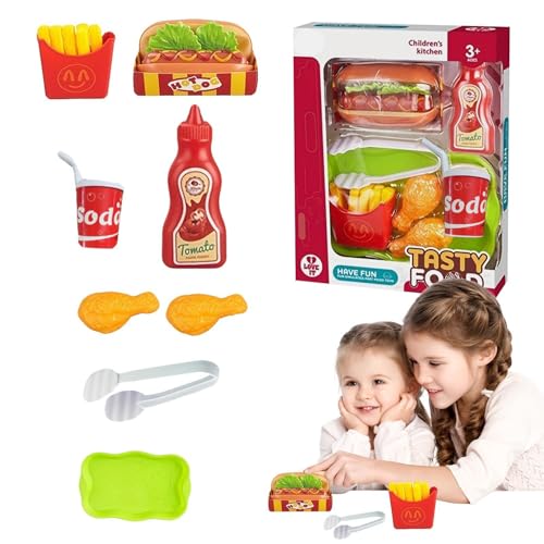 Fast-Food-Spielset für Kinder,Pretend Fast-Food-Spielset - Kochgeschirr-Lebensmittel-Spielset Fast-Food-Küchenspielzeug,Küchen-Rollenspielset, lustiges Küchenzubehör für Kinder für Ostern, Thanksgivin von Generisch