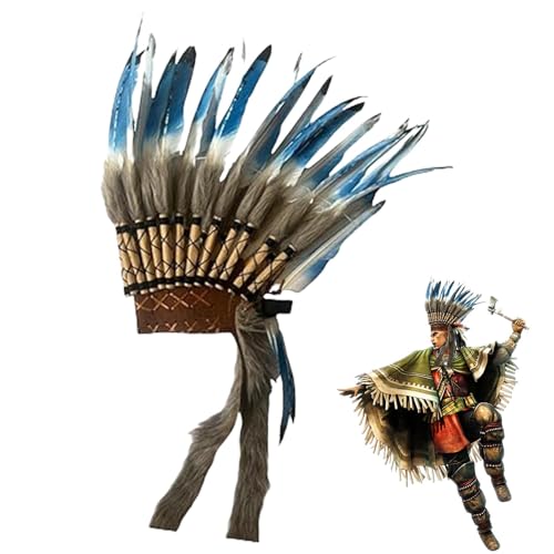 Feder Kopfschmuck Kostüm | Native Style Feder Kopfbedeckung | Native Feder Hut Feder Stirnband Zubehör Dekorative Häuptling Hut Feder Kopfschmuck für Halloween Show Cosplay Feder Kopfschmuck Kostüm | Native Style Feder Kopfbedeckung | Native Feder Hut Feder Stirnband Zubehör Dekorative Häuptling Hut Feder Kopfschmuck für Halloween Show Cosplay von Generisch