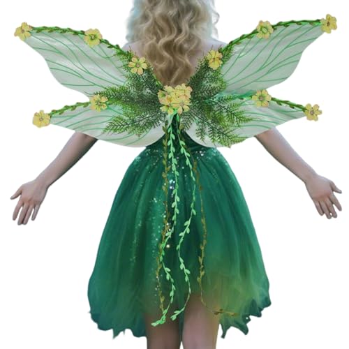 Feenflügel,Kostüm Schmetterlingsflügel mit 3D Blüten und Blättern | Kostüm Accessoires Für Mädchen Zu Karneval Halloween Und Rollenspiel Feenflügel,Kostüm Schmetterlingsflügel mit 3D Blüten und Blättern | Kostüm Accessoires Für Mädchen Zu Karneval Halloween Und Rollenspiel von Generisch
