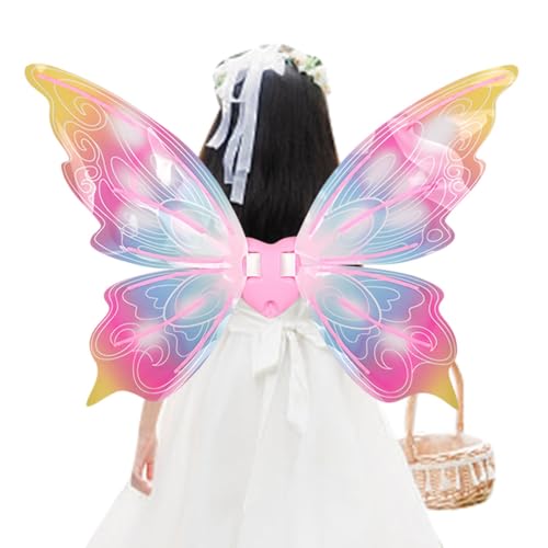 Feenflügel mit LED-Lichtern, Prinzessinnen-Cosplay-Flügel – leuchtend glänzend, verkleidet sich bewegliche Flügel, Requisiten für Halloween, Feen-Partygeschenke von Generisch