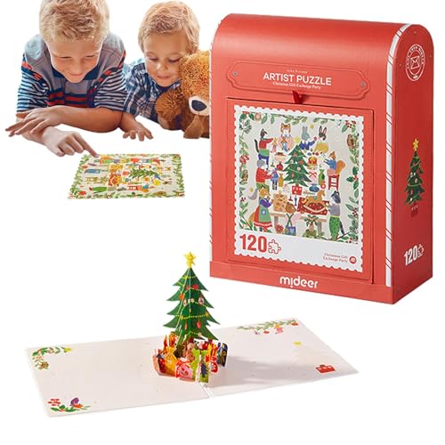 Feiertagsrätsel,Weihnachtsfeiertagsrätsel | Weihnachtsthema Winterpuzzle | Anfänger-Puzzle mit Briefkasten-Aufbewahrungsbehälter, Weihnachtsspielzeug für Partys von Generisch