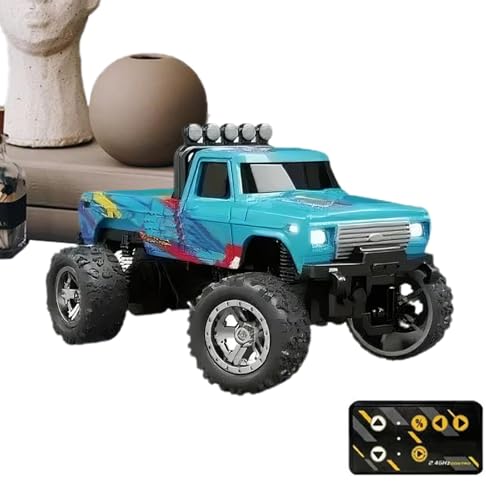 Ferngesteuerte LKWs für ,Ferngesteuertes Auto für Kinder | Indoor-Autorennfahrer | Wiederaufladbarer Offroad-Crawler, 2,4-GHz-LKW-RC-Fahrzeug mit Lichtern, Maßstab 1:64 zum Spielen im Innen- und Außen von Generisch