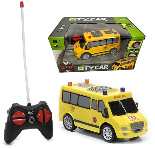 Ferngesteuertes Auto für Kinder, City Car Mini Fahrzeuge, 13,5 cm, ferngesteuertes Auto mit Lichtern und Rädern, ferngesteuerter Krankenwagen, Reisebus, Bus mit Fernbedienung (School Bus) von Generisch