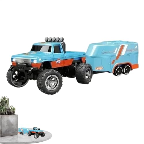 Ferngesteuertes LKW-Auto, RC-Truck-Crawler-Spielzeug - Kleine RC-Auto-LKW-Spielzeuge - 2,4-GHz-Indoor-Autorennfahrer, wiederaufladbares ferngesteuertes Auto-LKW-Spielzeug mit Lichtern, Maßstab 1:64 fü von Generisch